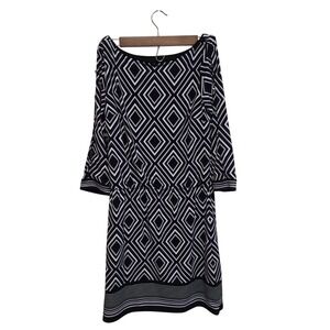 White House Black Market Geometric Diamond Print Midi Dress XS